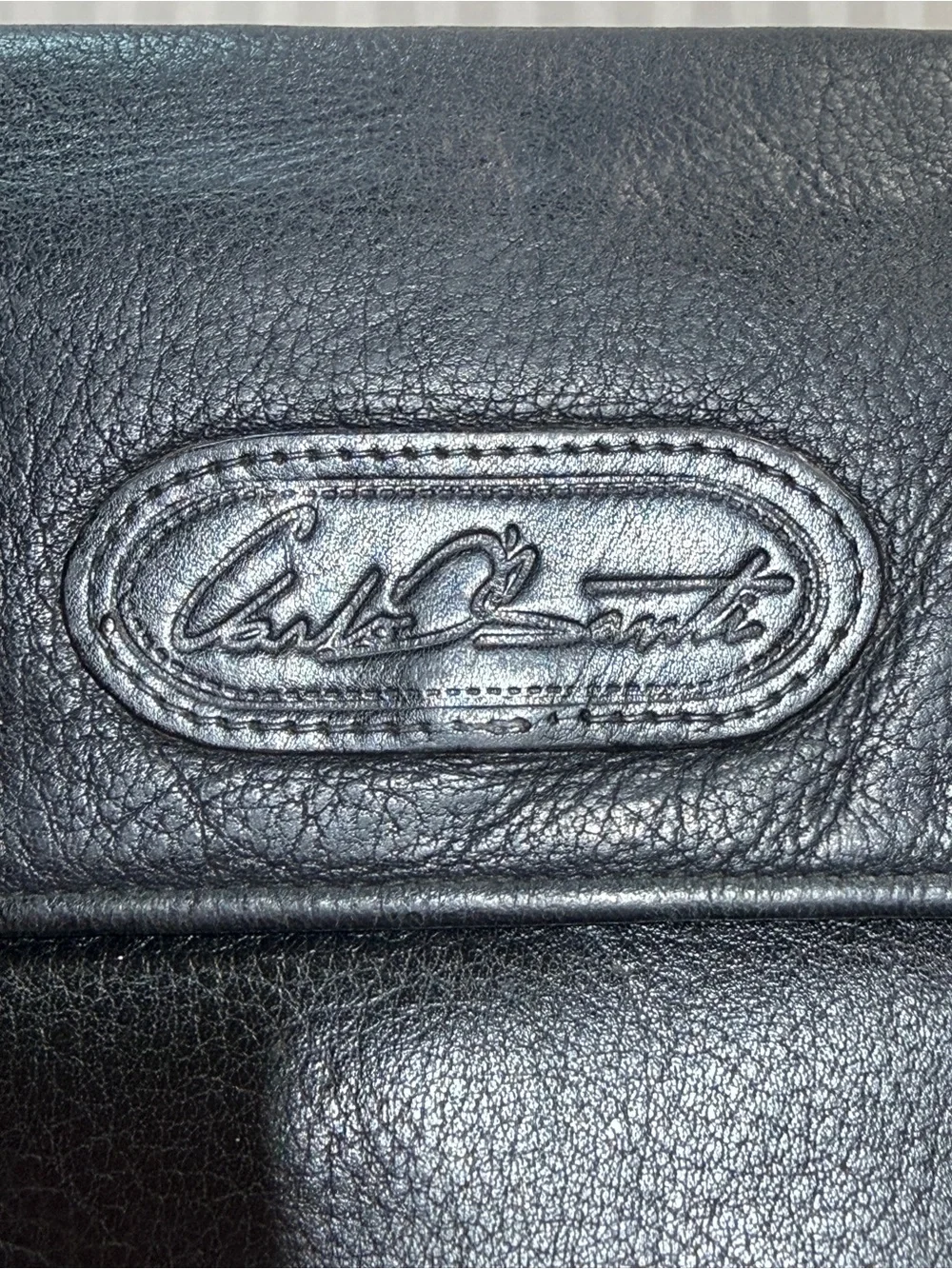 Vintage Leather Trifold Wallet Black Card ID Coin Organizer
